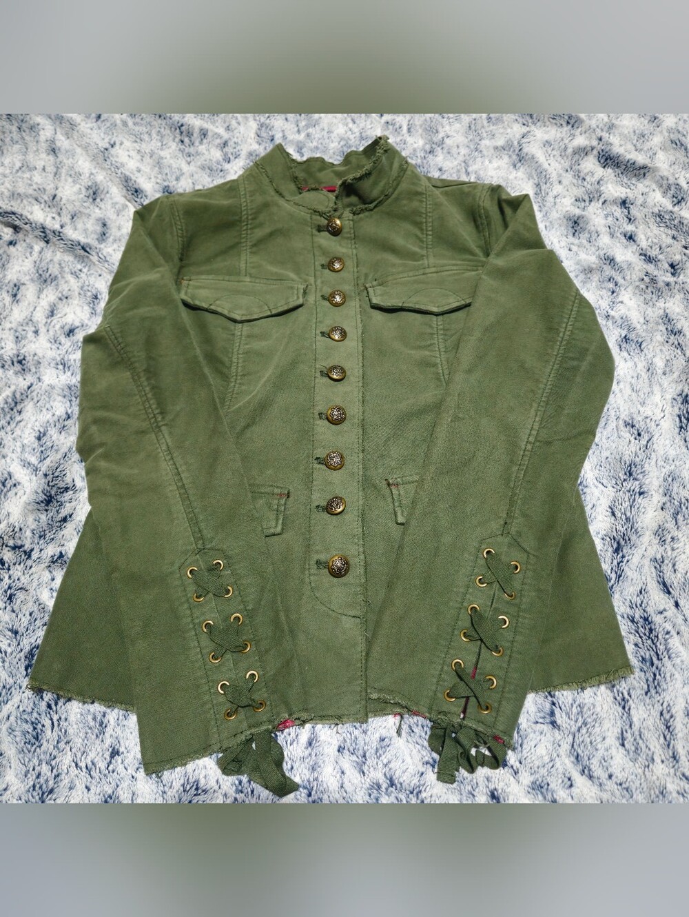 Free People Olive Green Ella Sergeant Jacket